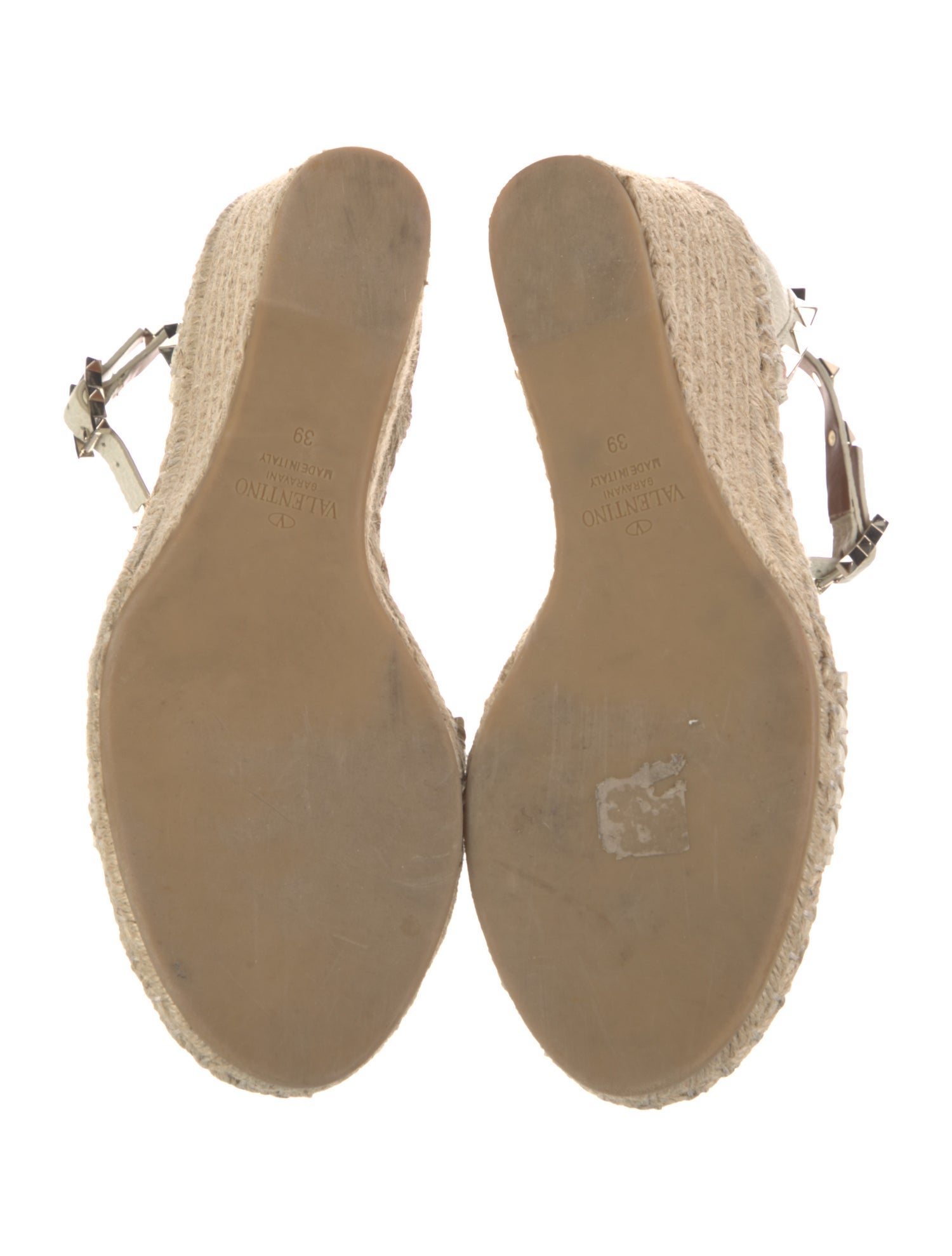 Valentino Rockstud Accents Leather Espadrilles